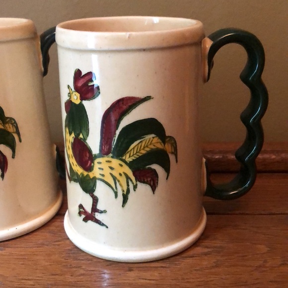 Grand mugs Metlox Poppytrail green rooster x2 - Picture 2 of 4